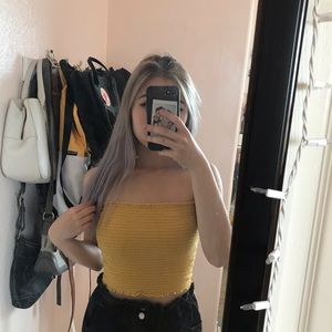 Brandy Melville Yellow Cleo Smocked Tube Top